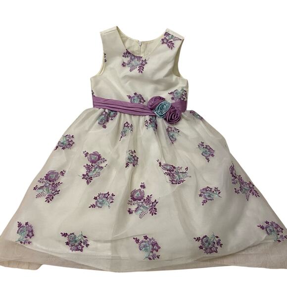 Sorbet Other - Girls Special Occasion Dress sz 6x White Dress with Purple Floral Details